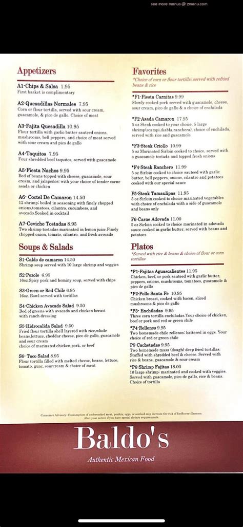 baldos menu|baldinos menu.